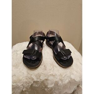 Adam Tucker Arianna Black Leather Sandals Size 8.5